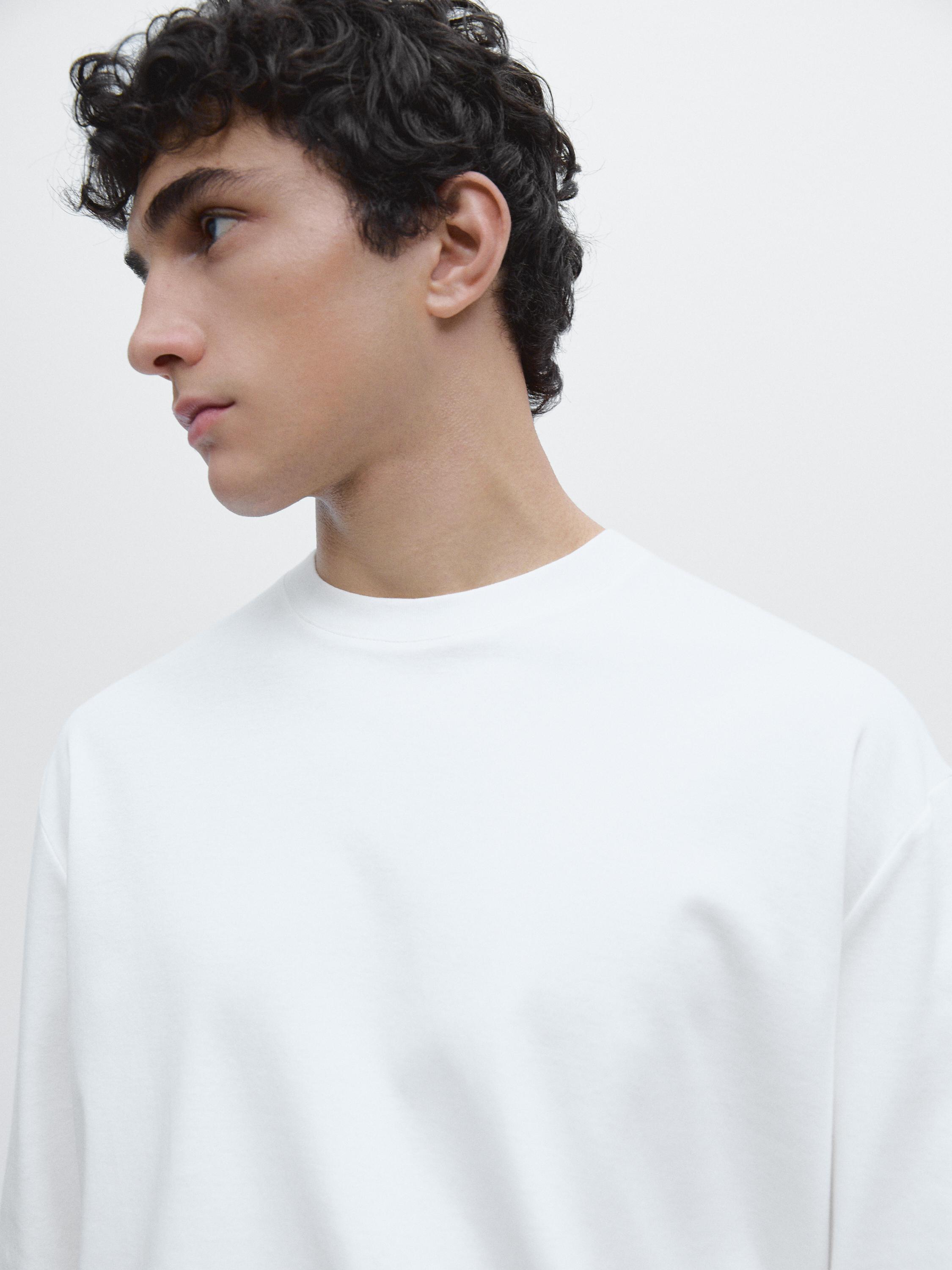Long sleeve medium weight cotton T-shirt